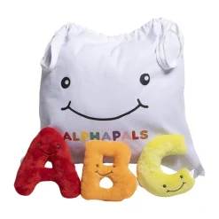 Alphabet Mini Plush Set - Rainbow Letters with White Drawstring Bag