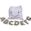 Alphabet Mini Plush Set - Rhino Grey Letters with White Drawstring Bag