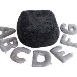 Alphabet Plush Mini Set - Dove Grey Letters with Dark Grey Bag