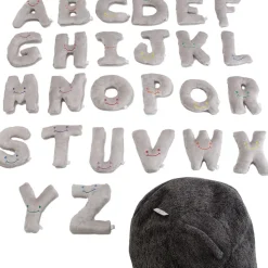Alphabet Plush Mini Set - Dove Grey Letters with Dark Grey Bag