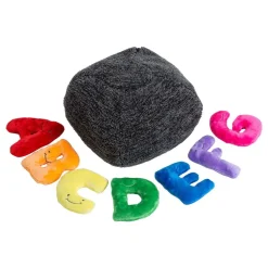 Alphabet Plush Mini Set - Rainbow Letters with Dark Grey Bag