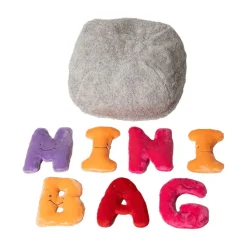 Alphabet Plush Mini Set - Rainbow Letters with Light Grey Bag