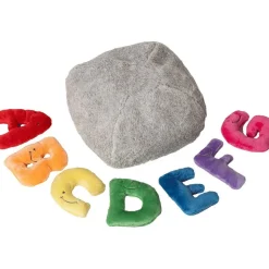 Alphabet Plush Mini Set - Rainbow Letters with Light Grey Bag