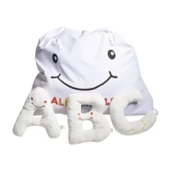 Alphabet Plush Set - Cream Letters with White Drawstring Bag