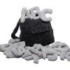 Alphabet Plush Set - Dove Grey Letters with Dark Grey Backpack