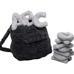 Alphabet Plush Set - Dove Grey Letters with Dark Grey Backpack