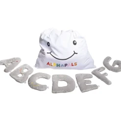 Alphabet Plush Set - Dove Grey Letters with White Drawstring Bag