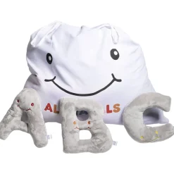 Alphabet Plush Set - Dove Grey Letters with White Drawstring Bag