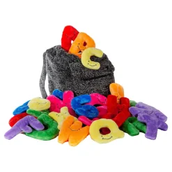 Alphabet Plush Set - Rainbow Letters with Dark Grey Backpack