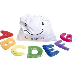 Alphabet Plush Set - Rainbow Letters with White Drawstring Bag