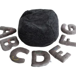Alphabet Plush Set - Rhino Grey Letters with Dark Grey Bag