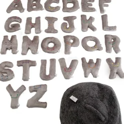 Alphabet Plush Set - Rhino Grey Letters with Dark Grey Bag