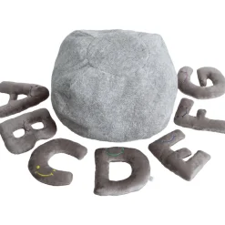 Alphabet Plush Set - Rhino Grey Letters with Light Grey Bag