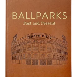 Ballparks Past and Present Book in Tan Bonded Leather