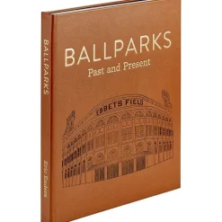 Ballparks Past and Present Book in Tan Bonded Leather