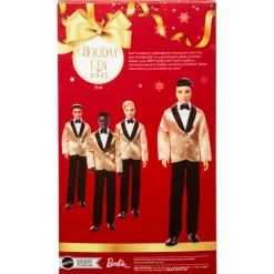 Barbie Signature 2025 Holiday Black Hair Ken Collectible Fashion Doll Wearing Full Suit With Golden Jacket