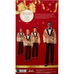 Barbie Signature 2025 Holiday Dark Brown Hair Ken Collectible Fashion Doll Wearing Full Suit With Golden Jacket