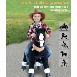 Black Model U Ride-On Horse - 3-4 Years