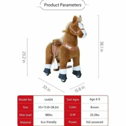 Brown Model U Ride-On Horse - 4-7 Years