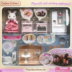 Calico Critters Playful Starter Furniture Set, Dollhouse Furniture Set with Figure and "Working" Appliances