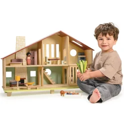 Cedar Chalet Dollhouse with Furniture