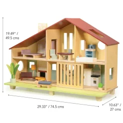 Cedar Chalet Dollhouse with Furniture