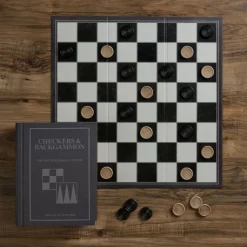 Checkers & Backgammon Vintage Bookshelf Edition
