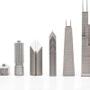 Chicago Edition Stainless Steel Chess Set with Wood Map Board