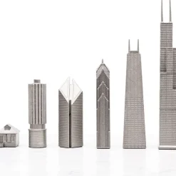 Chicago Edition Stainless Steel Chess Set with Wood Map Board