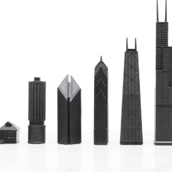 Chicago Edition Stainless Steel Chess Set with Wood Map Board