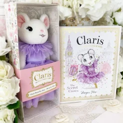 Claris The Mouse: The Secret Crown & Oh La La Lilac Plush Book Bundle