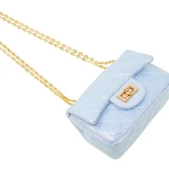Classic Quilted Sparkle Mini Purse - Sky Blue