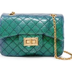 Classic Quilted Sparkle Mini Purse - Green