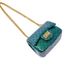 Classic Quilted Sparkle Mini Purse - Green