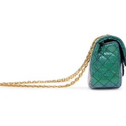 Classic Quilted Sparkle Mini Purse - Green