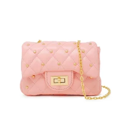 Classic Quilted Stud Handbag - Pink