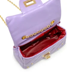 Classic Quilted Stud Handbag - Purple