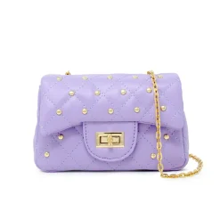 Classic Quilted Stud Handbag - Purple