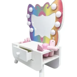 Colorful Butterfly-Shaped Tabletop Vanity with Illuminated Mirror