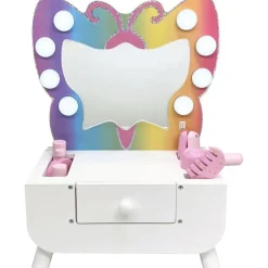 Colorful Butterfly-Shaped Tabletop Vanity with Illuminated Mirror