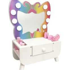 Colorful Butterfly-Shaped Tabletop Vanity with Illuminated Mirror