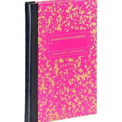 Composition Notebook in Neon Pink/Gold Leather