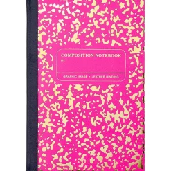 Composition Notebook in Neon Pink/Gold Leather