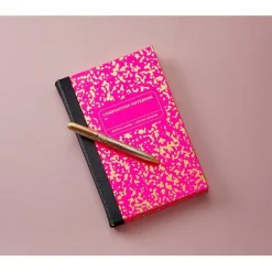 Composition Notebook in Neon Pink/Gold Leather