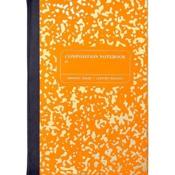 Composition Notebook in Neon Orange/Gold Leather