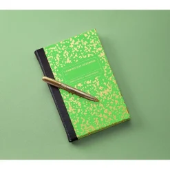 Composition Notebook in Neon Green/Gold Leather