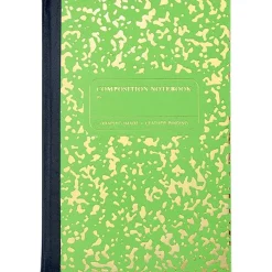 Composition Notebook in Neon Green/Gold Leather