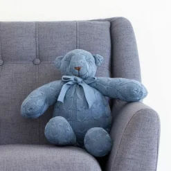 Dark Blue Cable Knit Plush Teddy Bear