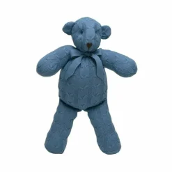 Dark Blue Cable Knit Plush Teddy Bear