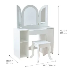 Deluxe Glow Wooden Vanity Desk with LED Lights & Cork Panels